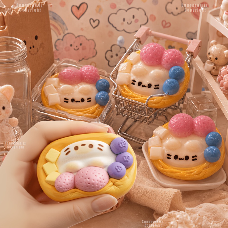 Edc Car Carry - Cute Strawberry Egg Tart Squishy Toy,