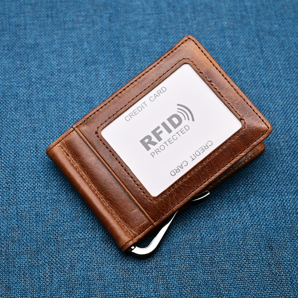 Genuine Leather Mens Wallet Mo - Money Clip Magnetic บทวิจารณ์และราคา