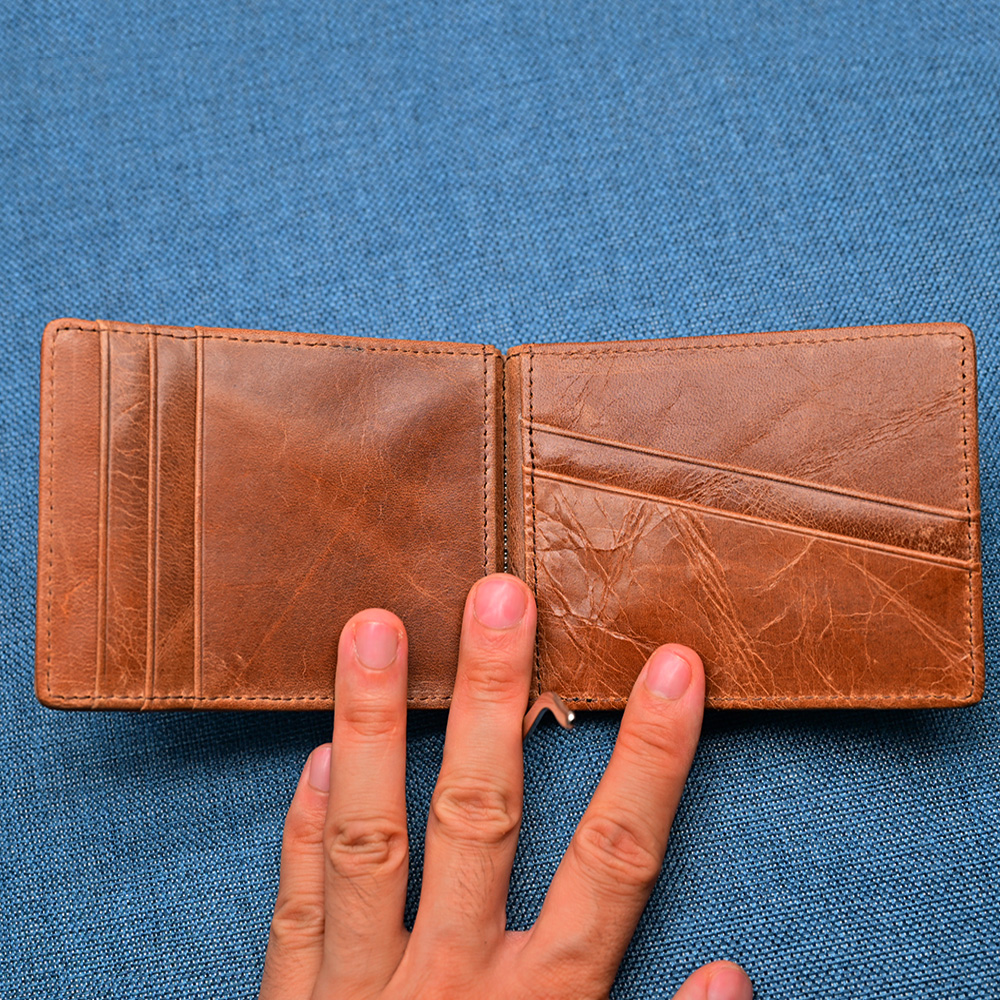 Genuine Leather Mens Wallet Mo - Money Clip Magnetic บทวิจารณ์และราคา