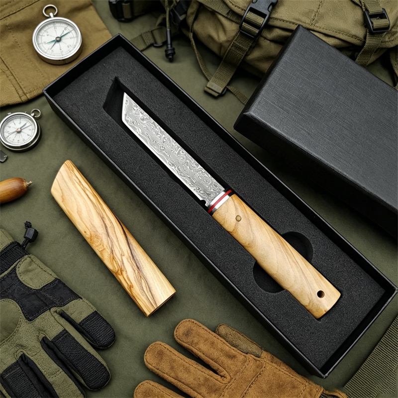 Portable Knife Damascus Blade  - Edc Pocket Carry Fixed Blade บทวิจารณ์และราคา