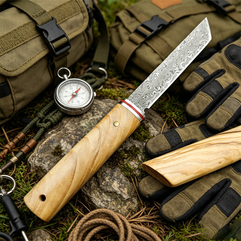 Portable Knife Damascus Blade  - Edc Pocket Carry Fixed Blade บทวิจารณ์และราคา